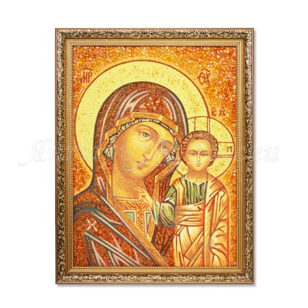 Картина-Икона Казанская БМ, янтарь купить в Москве