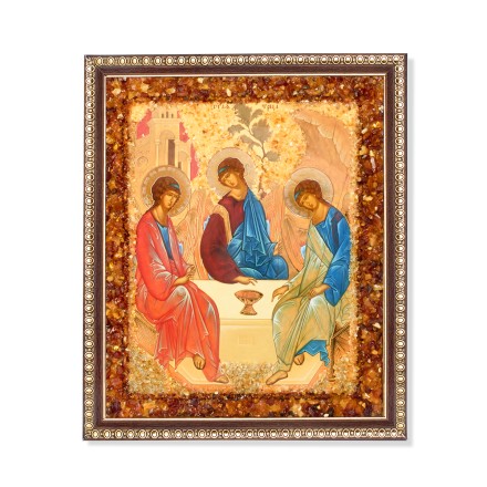 Икона из Янтаря св. Троица купить в Москве