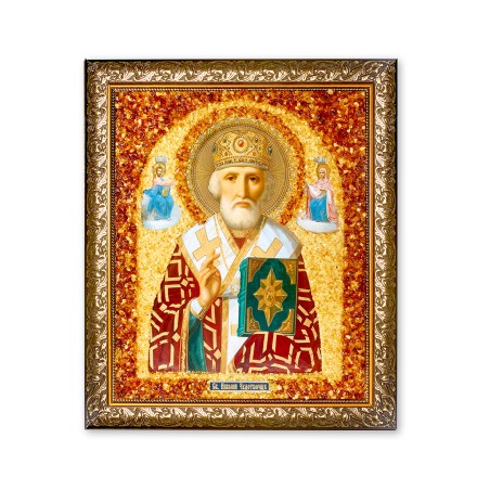 Икона св.Николай Чудотворец, янтарь купить в Москве