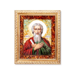 Икона  св. Андрей Первозванный (лик), янтарь