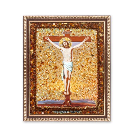 Икона из янтаря Распятие Господне купить в Москве