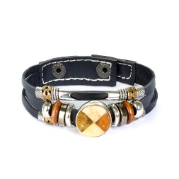 Браслет &quot;Трио&quot; из Янтаря на кожаном ремешке (в ассортименте)