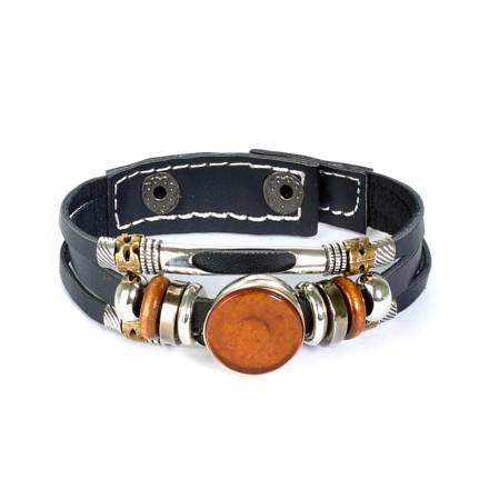 Браслет &quot;Трио&quot; из Янтаря на кожаном ремешке (в ассортименте) купить