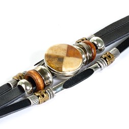 Браслет &quot;Трио&quot; из Янтаря на кожаном ремешке (в ассортименте)