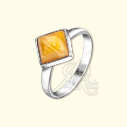 Кольцо &quot;Геометрия&quot; Посеребрение c Янтарем