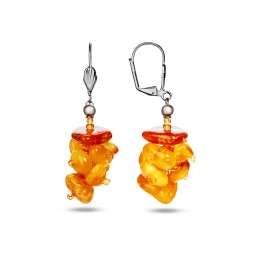 Серьги &quot;Шишечка&quot; Посеребрение из Янтаря