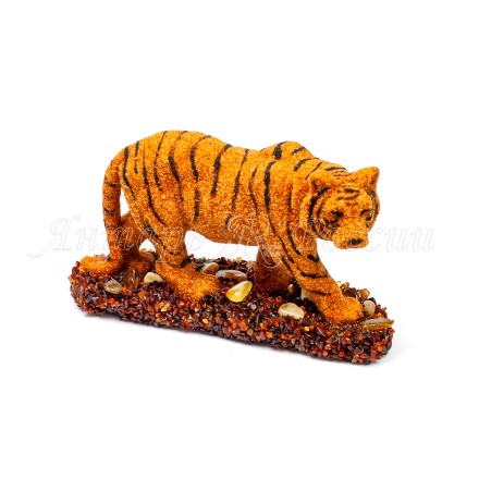 Тигр на подставке янтарный купить в Москве