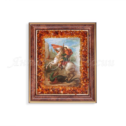 Икона из Янтаря св. Г.Победоносец купить в Москве