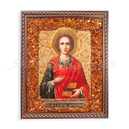 Икона из Янтаря св. Пантелеймон купить в Москве