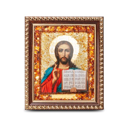 Икона из Янтаря Спаситель купить в Москве