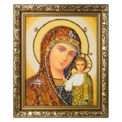 Икона-картина &quot;БМ Казанская&quot; из Янтаря