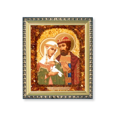 Икона из Янтаря св. Петр и Феврони(лики) купить в Москве