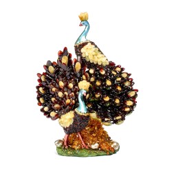 Павлины на подставке Янтарь/полистоун