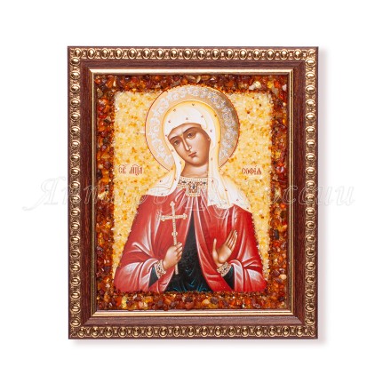 Икона из янтаря св.София купить в Москве