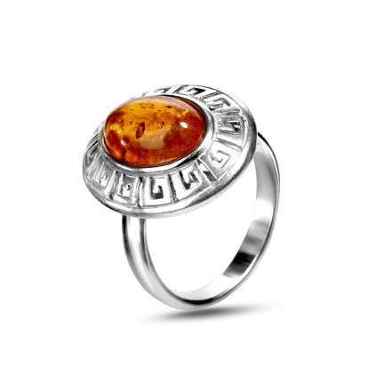 Кольцо &quot;Помпея&quot; Посеребрение с Янтарем купить