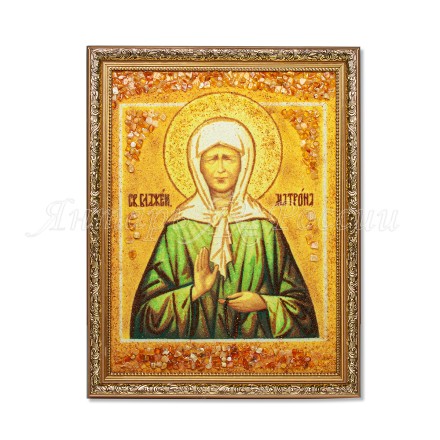 Картина-Икона св.Матрона, янтарь купить в Москве