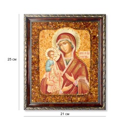 Икона из Янтаря БМ Троеручицы 21х25 см